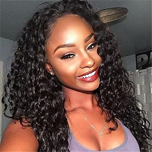 Virgin Indian Deep Wave Lace Closure Wig